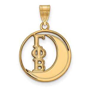 14K Plated Silver Gamma Phi Beta Medium Circle Pendant